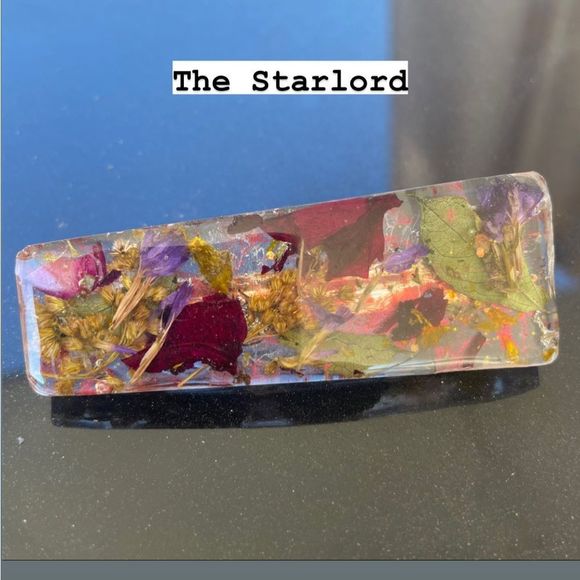 #107 Pressed Flower French Barrett Hair Clip - Picture 6 of 17